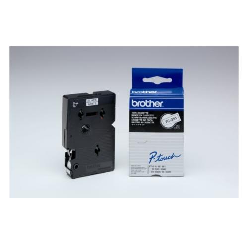 Brother Fita de rotulagem preto / branco (TC291), 9mm, laminated