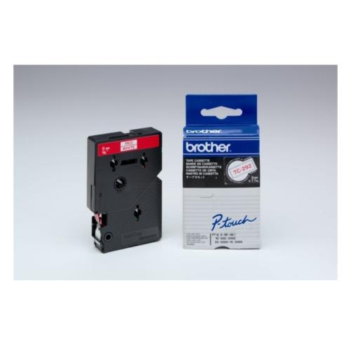 Brother Fita de rotulagem vermelho / branco (TC292), 9mm, laminated