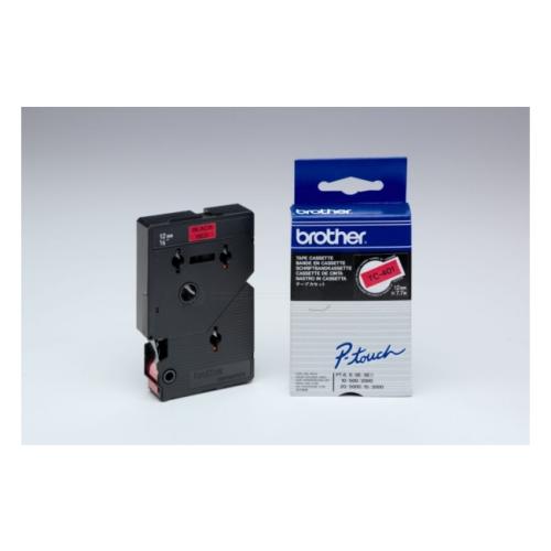 Brother Fita de rotulagem preto / vermelho (TC401), 12mm, laminated
