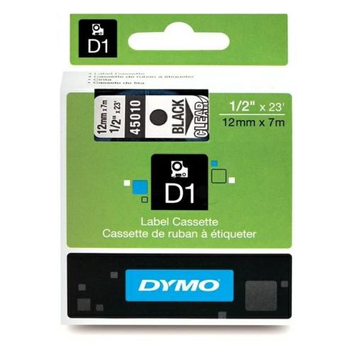 Dymo Etiqueta preto / transparente (45010 / S0720500), 12mm, laminated