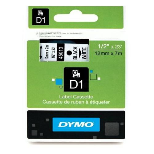 Dymo Etiqueta preto / branco (45013 / S0720530), 12mm, laminated