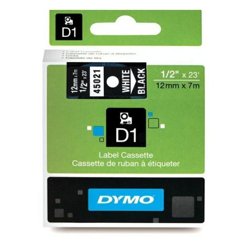 Dymo Etiqueta branco / preto (45021 / S0720610), 12mm, laminated