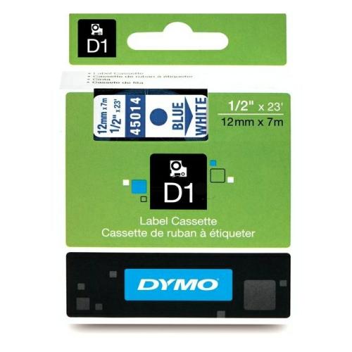 Dymo Etiqueta azul / branco (45014 / S0720540), 12mm, laminated