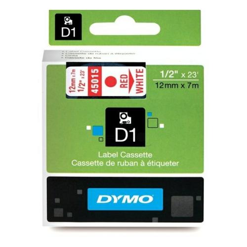 Dymo Etiqueta vermelho / branco (45015 / S0720550), 12mm, laminated