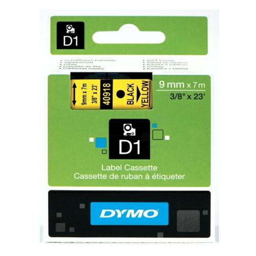 Dymo Etiqueta preto / amarelo (40918 / S0720730), 9mm, laminated