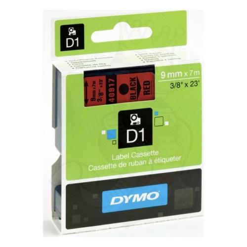 Dymo Etiqueta preto / vermelho (40917 / S0720720), 9mm, laminated