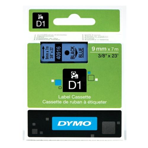 Dymo Etiqueta preto / azul (40916 / S0720710), 9mm, laminated