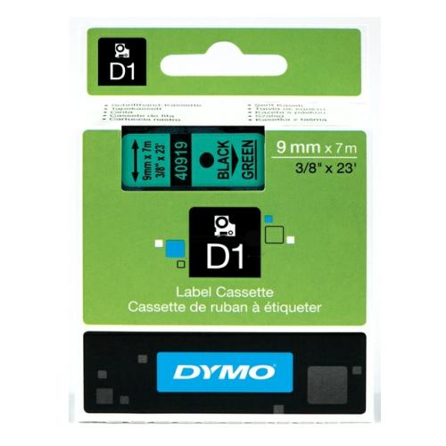 Dymo Etiqueta preto / verde (40919 / S0720740), 9mm, laminated