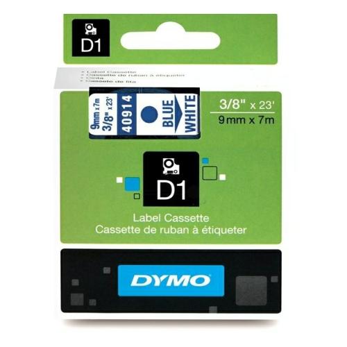 Dymo Etiqueta azul / branco (40914 / S0720690), 9mm, laminated