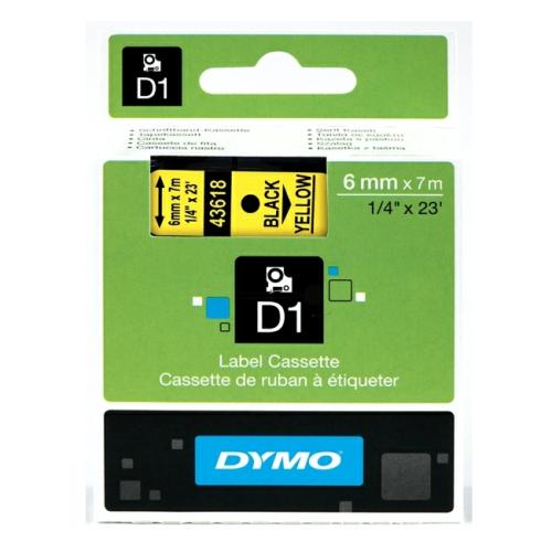 Dymo Etiqueta preto / amarelo (43618 / S0720790), 6mm, laminated