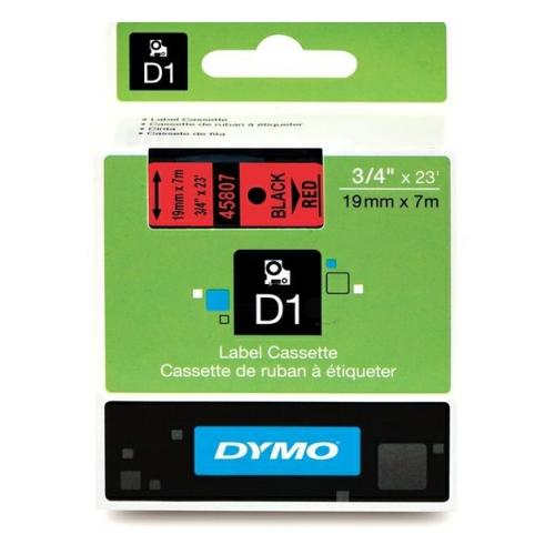 Dymo Etiqueta preto / vermelho (45807 / S0720870), 19mm, laminated