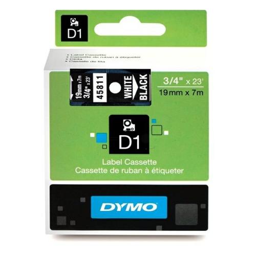 Dymo Etiqueta branco / preto (45811 / S0720910), 19mm, laminated