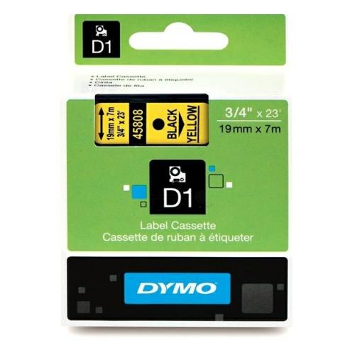 Dymo Etiqueta preto / amarelo (45808 / S0720880), 19mm, laminated