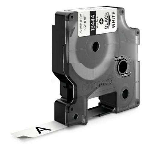 Dymo Banda de vinil preto / branco (18444 / S0718600), 12mm, laminated