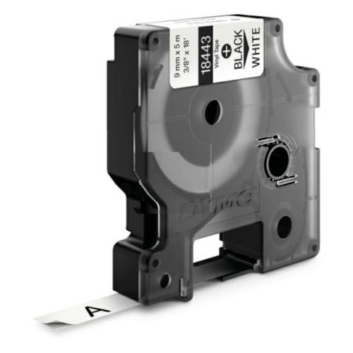 Dymo Banda de vinil preto / branco (18443 / S0718580), 9mm, laminated