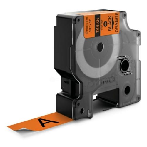 Dymo Banda de vinil preto / laranja (18436 / S0718500), 19mm, laminated
