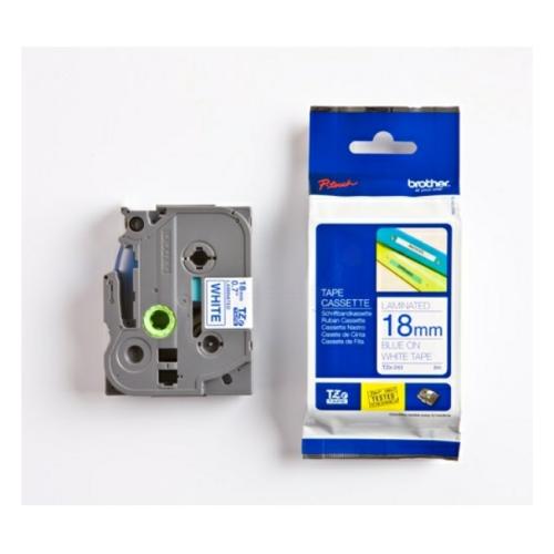 Brother Fita de rotulagem azul / branco (TZE243), 18mm, laminated