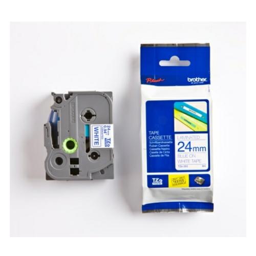 Brother Fita de rotulagem azul / branco (TZE253), 24mm, laminated