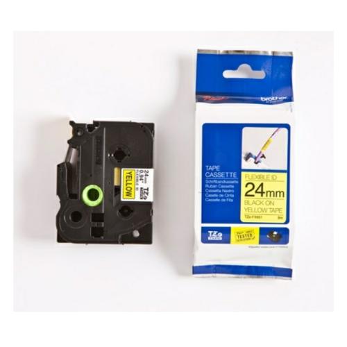 Brother Fita de rotulagem preto / amarelo (TZEFX651), 24mm, flexible laminated
