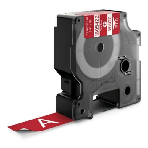 Dymo Banda de vinil branco / vermelho (1805422), 19mm, laminated