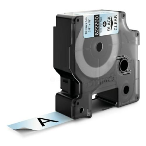 Dymo Banda de poliéster preto / transparente (622290), 19mm, extra durável