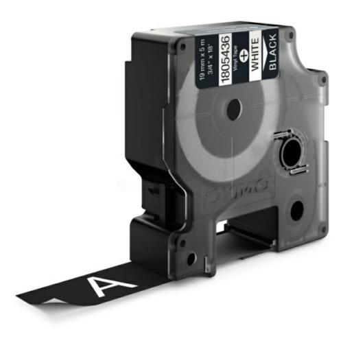 Dymo Banda de vinil branco / preto (1805436), 19mm, laminated