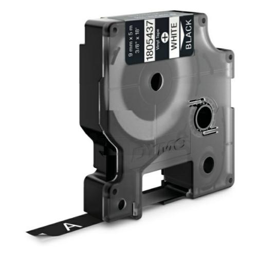 Dymo Banda de vinil branco / preto (1805437), 9mm, laminated