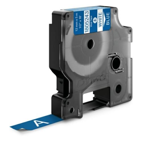 Dymo Banda de vinil branco / azul (1805243), 12mm, laminated