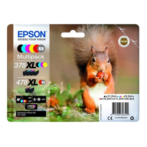 Epson Cartucho de tinta preto / ciano / magenta / amarelo / vermelho / cinzento (C13T379D4010 / 378XL478XL) (multipack, elevada capacidade)