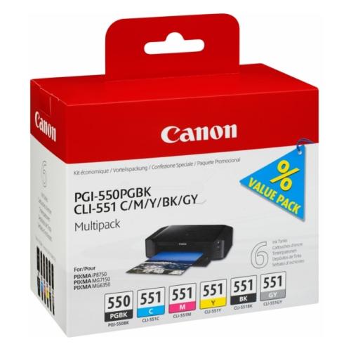 Canon Cartucho de tinta preto / ciano / magenta / amarelo / cinzento (6496B005 / PGI550CLI551) (multipack)
