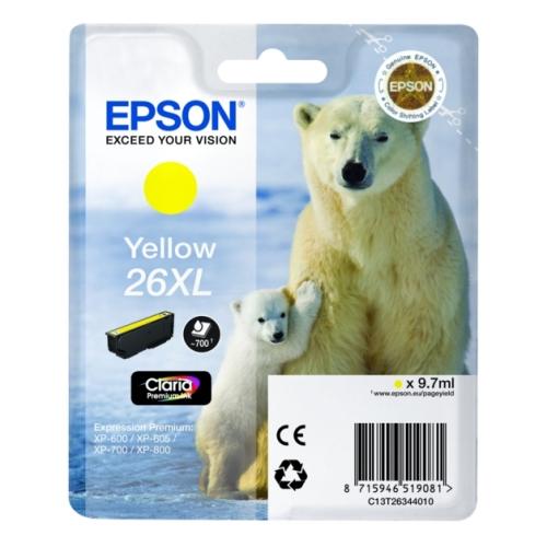 Epson Cartucho de tinta amarelo (C13T26344012 / 26XL) (elevada capacidade)
