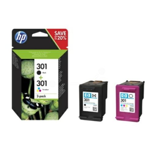 HP Cartucho de tinta preto / cor (N9J72AE / 301) (Pack Duplo, multipack)
