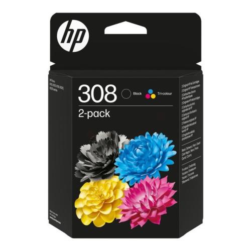 HP Cartucho de tinta preto / cor (6L6S6UE / 308) (Pack Duplo, multipack)