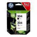 HP Cartucho de tinta preto / cor (3JB05AE / 304) (Pack Duplo, multipack)